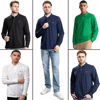 Gant Polo Shirt Mens Long Sleeve Cotton Collared Casual Pique Top • £44.99