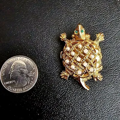 Vintage ENDURA Gold Tone Turtle Watch / Brooch / Pendant ~ Swiss Made ~ AS-IS  • $14