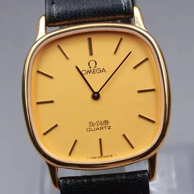 New Battery ◆N MINT++◆ Vintage Omega DeVille Cal 1365 Men's Gold QZ Watch... • $581.45