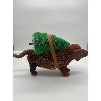 Dachshund Weiner Dog With Bottle Brush Style Christmas Tree Holiday Decor • $45