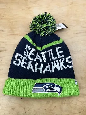 Seattle Seahawks NFL '47 KNIT BEANIE POM HAT Embroidered Logo CUFFED OSF NEW • $15.65