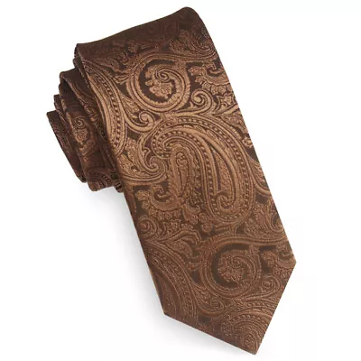 Bronze Paisley Mens Skinny Tie • £7.49