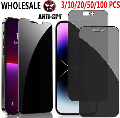 Wholesale 50X Privacy Tempered Glass Screen Protector For IPhone 15 14 13Pro Max • $10.99