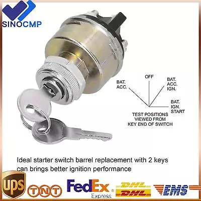 12V Universal Ignition Switch 2 Keys 4 Position On Off Start ACC For Car Tractor • $9.57