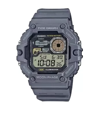 CASIO WS-1700H-8A With Moon Data Tide Graph 100M WR Men's Watch Grey Resin Band • $39.99