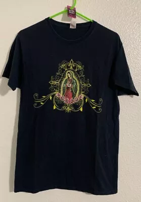 Pray For Us Virgen De Guadalupe Men’s Size Medium Graphic T Shirt Double Sided • $18.98