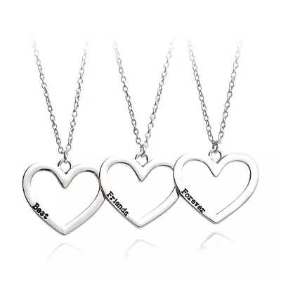 Best Friends Forever Necklace Heart Pendant Silver 3 Pcs Friendship Gift UK Stoc • $4.72