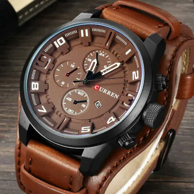 $23.89 • Buy Curren Army Military Quartz Mens Watches Luxury Leather Watch Sport Wrist Watch