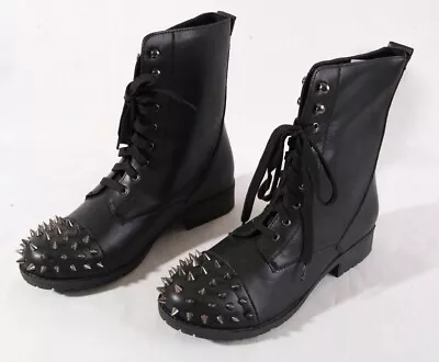 Spiked Toe Combat Boots Womens Size 10 Black Hot Topic • $49.95