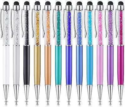 12pcs/ Pack 2 In 1 Crystal Ballpoint Pen Screen Touch Stylus Pens Mixed Colours • $12.26