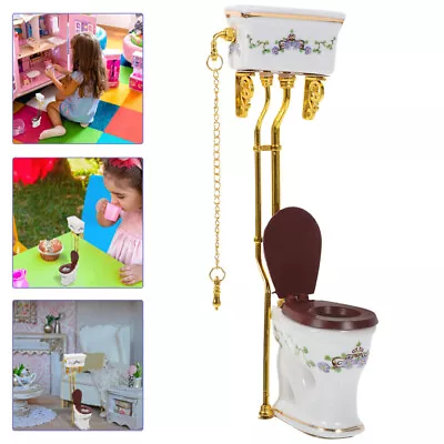  Doll House Toilet Mini Toilet Seat Toy Doll House Furniture Miniature Bathroom • £15.25