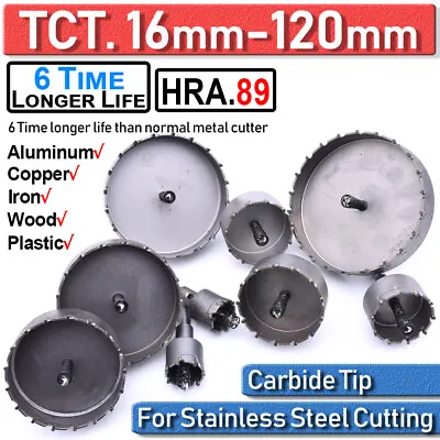 £6.23 • Buy 16-120mm TCT Carbide Hole Saw HSS Metal Hole Cutter YG8 Tungsten Carbide Teeth