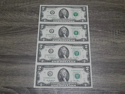 Uncut Sheet Of (4) - U.s. $2 Dollar Bills Gem Unc Makes A Great Gift Item # 612. • $19.98