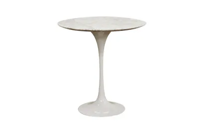 20  Diameter White Tulip Flower Style Faux Marble End Side Table Mid-Century Mod • $269.97