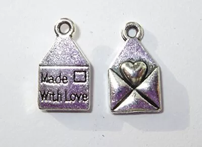 Made With Love Charms Jewellery  Making Crafts Pendants Silver Pack Of 20 • £2.09