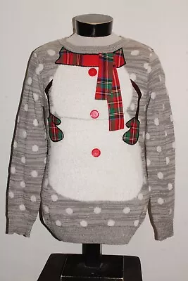 TO BE JOLLY Mens Medium M Snowman Ugly Christmas Sweater • $13.73