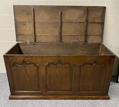 Oak Panelled Coffer Storage Chest X Large Antique Oak Trunk • £605