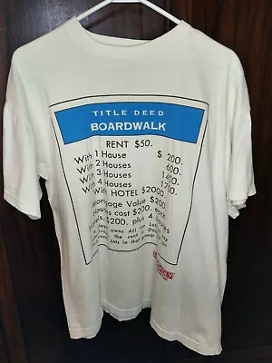 Vintage Monopoly 1995 Boardwalk Deed T-Shirt XL (?) Single Stitch Parker Bros • $99.99