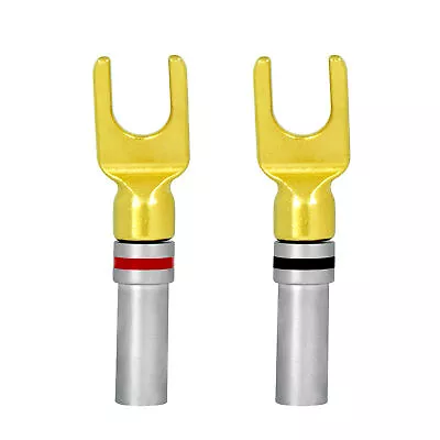 1 Pair 24k Gold Plated Screw Spade Banana Plug Connector 4mm Speaker Wire Cable  • $7.99