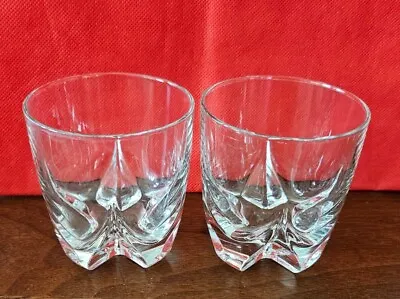 2 Luminarc Lisbonne Vintage Old Fashioned Whiskey Glasses Tumblers Cruciform • $14