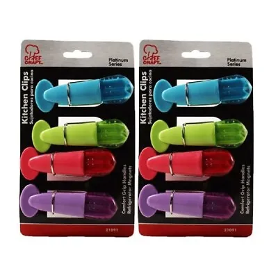Chef Craft Magnetic Clips 4 Piece Translucent Bag Clips Memo Set 4 Colors 2 Pack • $9.49