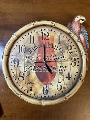 5 O'Clock Five Oclock Somewhere Parrot Margaritaville Wood Resin Clock  13x13 • $90