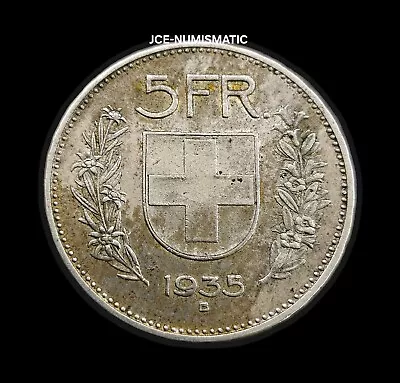 1935 - 5 Francs Switzerland Coin (B) - Silver 0.835 - KM#40 - Beautiful Patina!! • $29.99