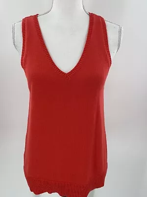 $11.99 • Buy NWOT LOFT Outlet Sweater Vest Orange Sleeveless V-Neck Cotton Medium Classic