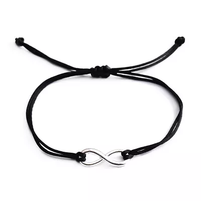 Hot Fashion Black Rope Chain 8 Infinity Charm Bracelet For Women Men Best Gift • $0.01