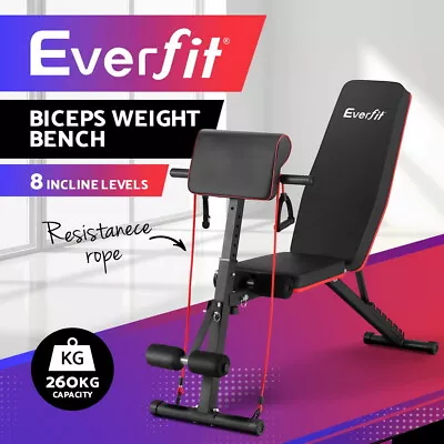 Everfit Weight Bench Adjustable Preacher Curl Bench Press Dumbbell Stool 260kg • $79.95