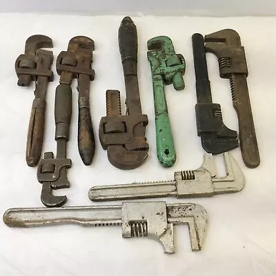 Vintage Wrenches Monkey Pipe Lot Of 9 Wood Metal Handle FTF Cleve Trend Smith • $25.46