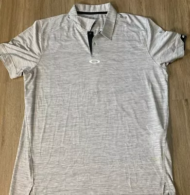 Oakley Shirt Men's Large  Gray Heather Polo Golf Short Sleeve Tailored XL • $12