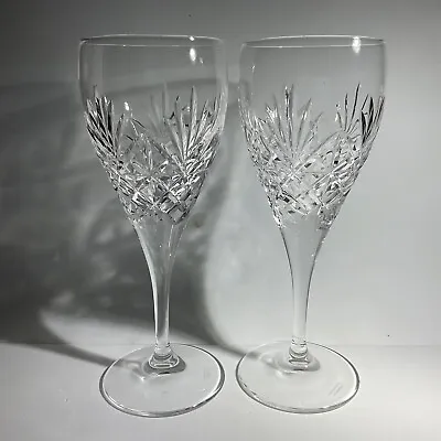 2 Edinburgh Crystal  Duet  Cut Pattern Elegant Wine Glasses 7 Inch • £20