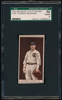1912 T207 Brown Background THOMAS NEEDHAM CHICAGO NATIONAL SGC 4 • $119