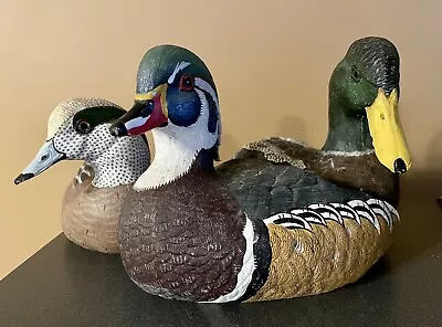 Set Of 3 Duck Decoy Hand Painted Glass Eyes • $49.95