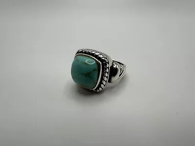 Vintage Large Sterling Silver Southwestern Cable Turquoise Ring Size 7 • $48