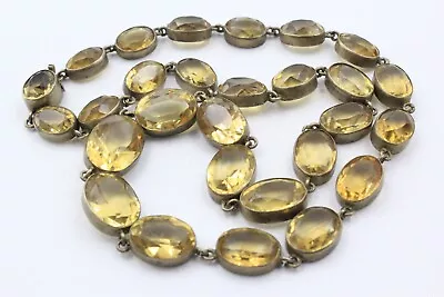 Outstanding Antique Georgian Silver 830 Citrine Riviere Sublime Necklace • $3699