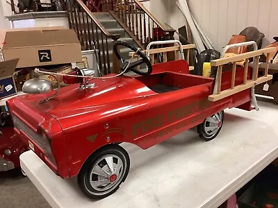 Vintage Pedal Car Amf Fire Fighter 508 All Original & Complete Red Metallic  • $290