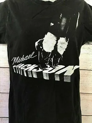 Vintage Michael Jackson Women's Size Small Black T-shirt Moonwalk Graphics • $25