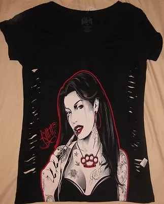 Kill It Clothing  Camilla  Laser Cut Side V Neck SEXY T-Shirt  • $25.63