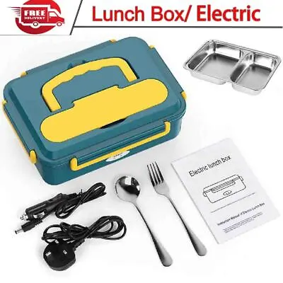 3 In 1 Electric Heated Lunch Box Car Home Portable Truck Food Warmer Stainless • £19.28