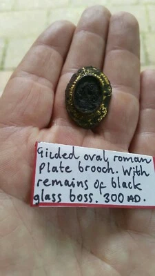 £40 • Buy Roman Gilded Bronze Disc Brooch With Glass Boss 3rd /4th Century AD 