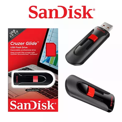 USB Flash Drive SanDisk 16G 32G 64G 128G 256G Memory Stick USB Cruzer Glide CZ60 • $9.95