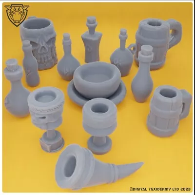 Tankards Bottles And Goblets 1:6 And 1:12 Dolls House Replica Tavern Inn Diorama • $3.72