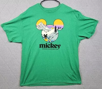 Disney Mickey Mouse Outdoor Adventures T Shirt Green Men's Extra-Large • $15.99