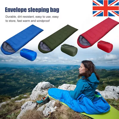 4 Season Sleeping Bag Waterproof Camping Hiking Travel Mummy Single Envelope Zip • £11.99