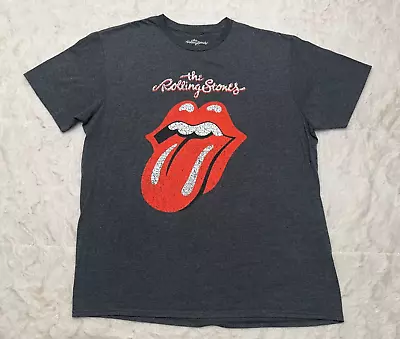 Rolling Stones Shirt Men's XL Gray Iconic Tongue Logo Music Band Merchandise • $12.34