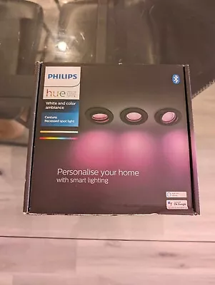 Philips Hue White And Colour Ambience Centura Recessed Spotlight 3-pack - Black • $140