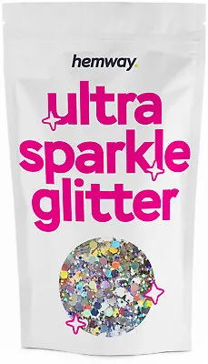 Cosmetic Glitter Mix Silver Holographic Face Body Rainbow Chunky Large Festival • £6.95