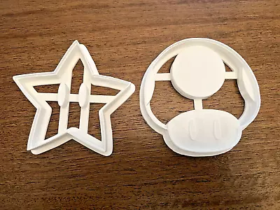 Set Of 2 Super Mario Mushroom And Star Cookie Cutters - 3D Printed | Fun Gift • $9.99